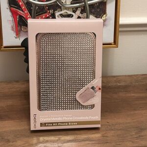 Bebe Crystal Silver Phone Pouch